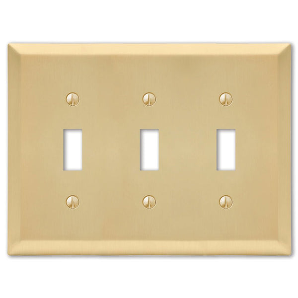 Century Satin Brass Steel - 3 Toggle Wallplate - Wallplate Warehouse 163TTTSB 070686586693 3 Toggle