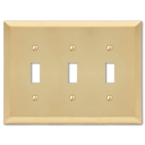 Century Satin Brass Steel - 3 Toggle Wallplate - Wallplate Warehouse 163TTTSB 070686586693 3 Toggle