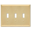 Century Satin Brass Steel - 3 Toggle Wallplate - Wallplate Warehouse 163TTTSB 070686586693 3 Toggle