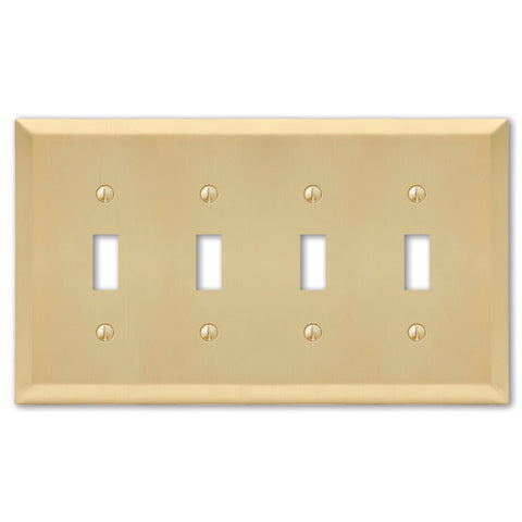 Century Satin Brass Steel - 4 Toggle Wallplate - Wallplate Warehouse 163T4SB 070686586709 4 Toggle