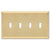 Century Satin Brass Steel - 4 Toggle Wallplate - Wallplate Warehouse 163T4SB 070686586709 4 Toggle