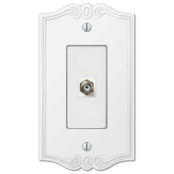 Charleston White Plastic - 1 Cable Jack Wallplate - Wallplate Warehouse 39CXW 070686580776 Cable Jacks