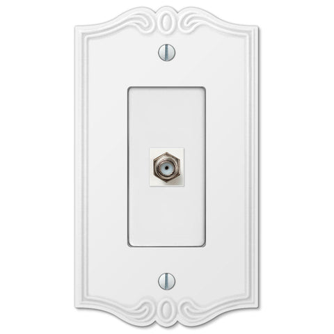 Charleston White Plastic - 1 Cable Jack Wallplate - Wallplate Warehouse 39CXW 070686580776 Cable Jacks