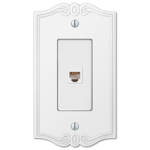 Charleston White Plastic - 1 Phone Jack Wallplate - Wallplate Warehouse 39PHW 070686580783 Phone Jacks