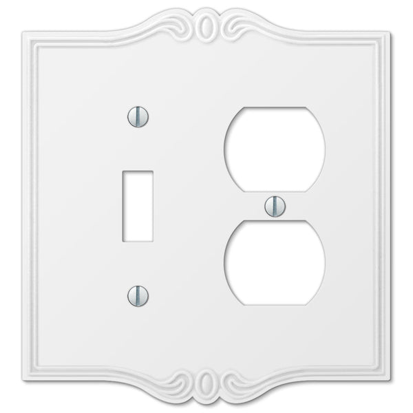 Charleston White Plastic - 1 Toggle / 1 Duplex Wallplate - Wallplate Warehouse 39TDW 070686575932 1 Toggle / 1 Duplex