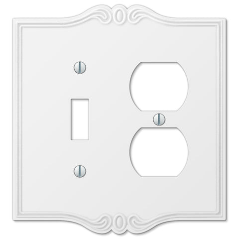 Charleston White Plastic - 1 Toggle / 1 Duplex Wallplate - Wallplate Warehouse 39TDW 070686575932 1 Toggle / 1 Duplex