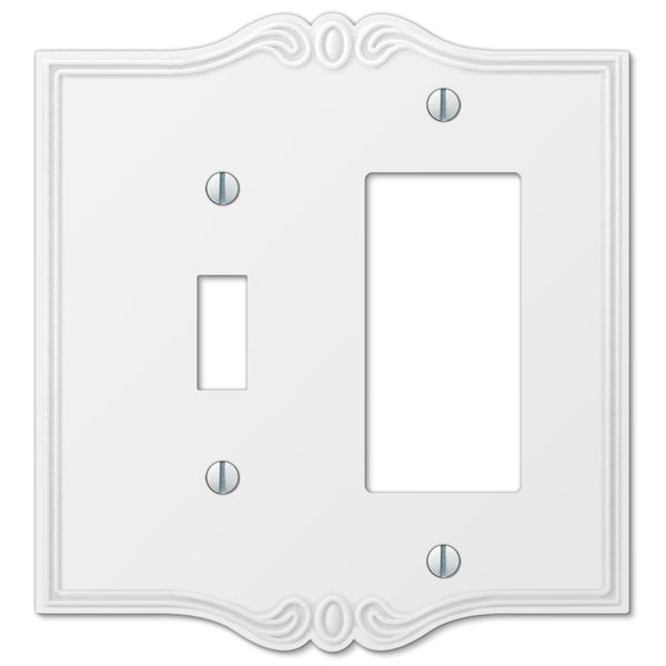 Charleston White Plastic - 1 Toggle / 1 Rocker Wallplate - Wallplate Warehouse 39TRW 070686575970 1 Toggle / 1 Rocker