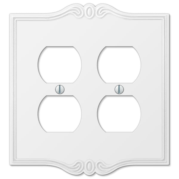 Charleston White Plastic - 2 Duplex Wallplate - Wallplate Warehouse 39DDW 070686575925 2 Duplex