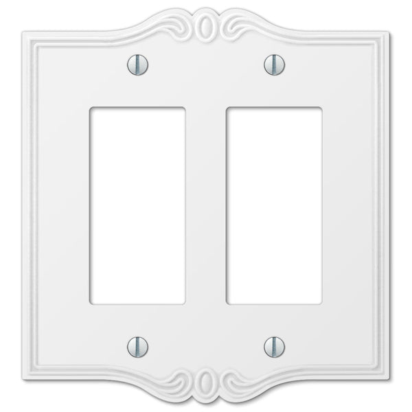 Charleston White Plastic - 2 Rocker Wallplate - Wallplate Warehouse 39RRW 070686575956 2 Rocker