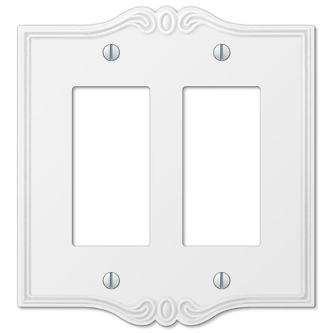Charleston White Plastic - 2 Rocker Wallplate - Wallplate Warehouse 39RRW 070686575956 2 Rocker