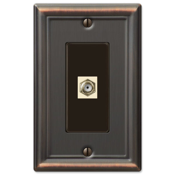Chelsea Aged Bronze Steel - 1 Cable Jack Wallplate - Wallplate Warehouse 149CXDB 070686580202 Cable Jacks