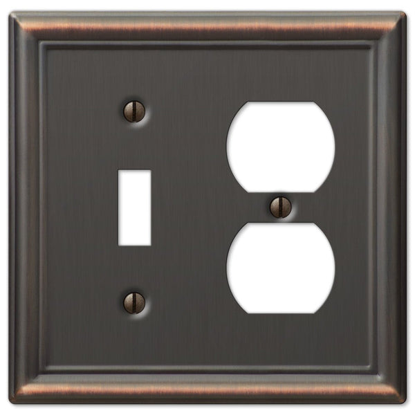 Chelsea Aged Bronze Steel - 1 Toggle / 1 Duplex Wallplate - Wallplate Warehouse 149TDDB 070686559765 1 Toggle / 1 Duplex