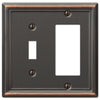 Chelsea Aged Bronze Steel - 1 Toggle / 1 Rocker Wallplate - Wallplate Warehouse 149TRDB 070686559789 1 Toggle / 1 Rocker