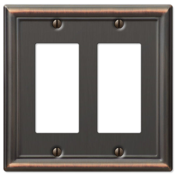 Chelsea Aged Bronze Steel - 2 Rocker Wallplate - Wallplate Warehouse 149RRDB 070686559758 2 Rocker
