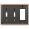 Chelsea Aged Bronze Steel - 2 Toggle / 1 Rocker Wallplate - Wallplate Warehouse 149TTRDB 070686559932 2 Toggle / 1 Rocker