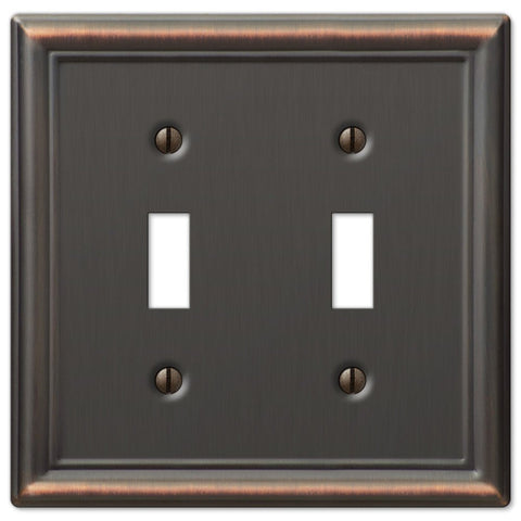 Chelsea Aged Bronze Steel - 2 Toggle Wallplate - Wallplate Warehouse 149TTDB 070686559703 2 Toggle