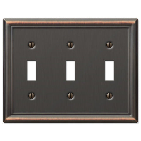 Chelsea Aged Bronze Steel - 3 Toggle Wallplate - Wallplate Warehouse 149TTTDB 070686559796 3 Toggle
