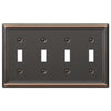 Chelsea Aged Bronze Steel - 4 Toggle Wallplate - Wallplate Warehouse 149T4DB 070686559819 4 Toggle