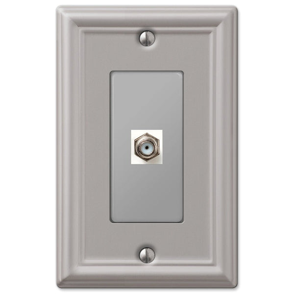 Chelsea Brushed Nickel Steel - 1 Cable Jack Wallplate - Wallplate Warehouse 149CXBN 070686580196 Cable Jacks