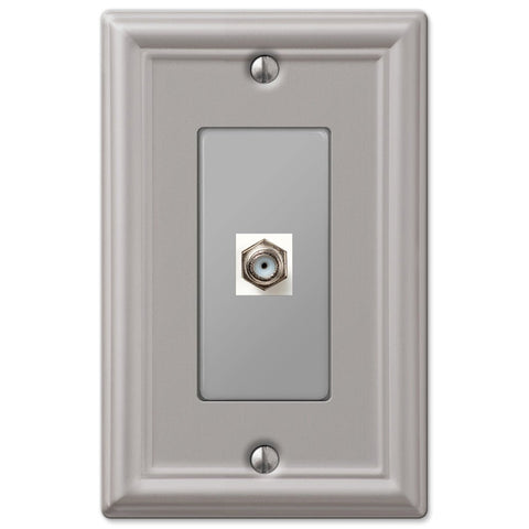 Chelsea Brushed Nickel Steel - 1 Cable Jack Wallplate - Wallplate Warehouse 149CXBN 070686580196 Cable Jacks