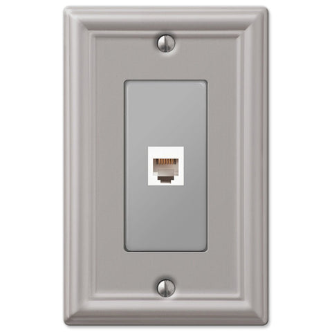 Chelsea Brushed Nickel Steel - 1 Phone Jack Wallplate - Wallplate Warehouse 149PHBN 070686580219 Phone Jacks