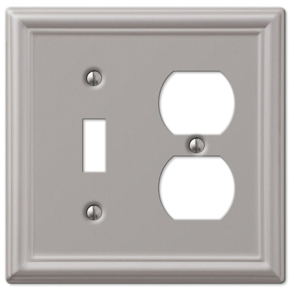 Chelsea Brushed Nickel Steel - 1 Toggle / 1 Duplex Wallplate - Wallplate Warehouse 149TDBN 070686559840 1 Toggle / 1 Duplex