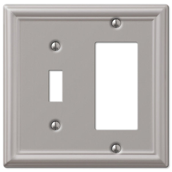 Chelsea Brushed Nickel Steel - 1 Toggle / 1 Rocker Wallplate - Wallplate Warehouse 149TRBN 070686559857 1 Toggle / 1 Rocker
