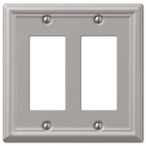 Chelsea Brushed Nickel Steel - 2 Rocker Wallplate - Wallplate Warehouse 149RRBN 070686559833 2 Rocker
