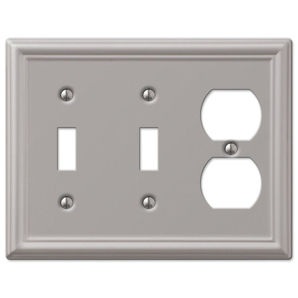Chelsea Brushed Nickel Steel - 2 Toggle / 1 Duplex Wallplate - Wallplate Warehouse 149TTDBN 070686559956 2 Toggle / 1 Duplex