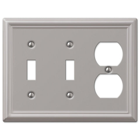 Chelsea Brushed Nickel Steel - 2 Toggle / 1 Duplex Wallplate - Wallplate Warehouse 149TTDBN 070686559956 2 Toggle / 1 Duplex
