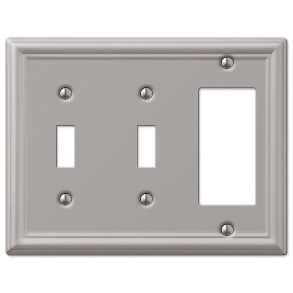 Chelsea Brushed Nickel Steel - 2 Toggle / 1 Rocker Wallplate - Wallplate Warehouse 149TTRBN 070686559963 2 Toggle / 1 Rocker