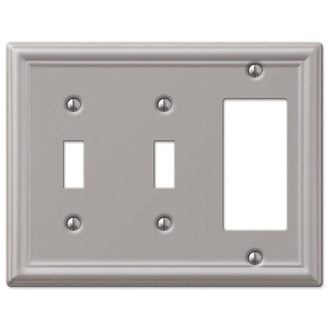 Chelsea Brushed Nickel Steel - 2 Toggle / 1 Rocker Wallplate - Wallplate Warehouse 149TTRBN 070686559963 2 Toggle / 1 Rocker