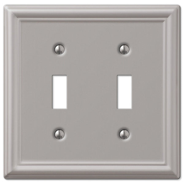 Chelsea Brushed Nickel Steel - 2 Toggle Wallplate - Wallplate Warehouse 149TTBN 070686559741 2 Toggle
