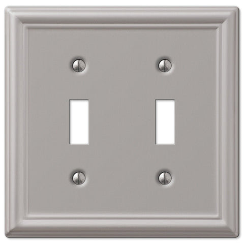 Chelsea Brushed Nickel Steel - 2 Toggle Wallplate - Wallplate Warehouse 149TTBN 070686559741 2 Toggle