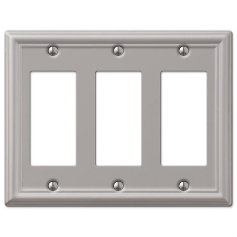 Chelsea Brushed Nickel Steel - 3 Rocker Wallplate - Wallplate Warehouse 149RRRBN 070686559888 3 Rocker