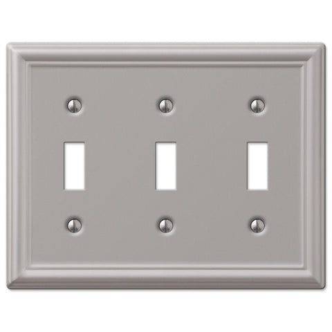 Chelsea Brushed Nickel Steel - 3 Toggle Wallplate - Wallplate Warehouse 149TTTBN 070686559871 3 Toggle