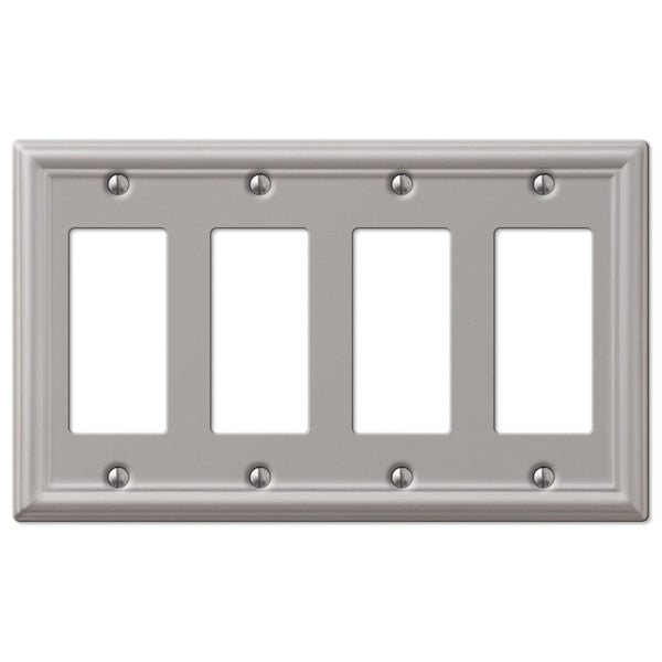 Chelsea Brushed Nickel Steel - 4 Rocker Wallplate - Wallplate Warehouse 149R4BN 070686559901 4 Rocker