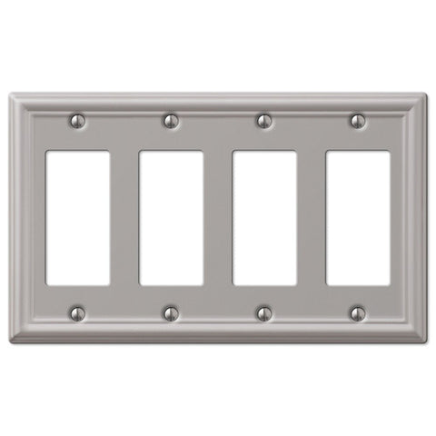 Chelsea Brushed Nickel Steel - 4 Rocker Wallplate - Wallplate Warehouse 149R4BN 070686559901 4 Rocker