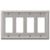 Chelsea Brushed Nickel Steel - 4 Rocker Wallplate - Wallplate Warehouse 149R4BN 070686559901 4 Rocker