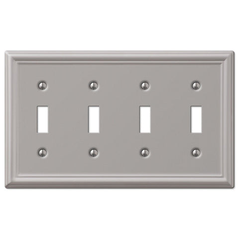 Chelsea Brushed Nickel Steel - 4 Toggle Wallplate - Wallplate Warehouse 149T4BN 070686559895 4 Toggle