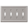 Chelsea Brushed Nickel Steel - 4 Toggle Wallplate - Wallplate Warehouse 149T4BN 070686559895 4 Toggle