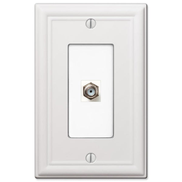 Chelsea White Steel - 1 Cable Jack Wallplate - Wallplate Warehouse 149CXW 070686582923 Cable Jacks