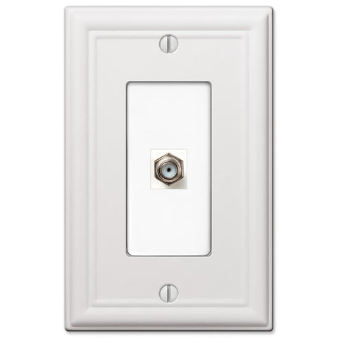 Chelsea White Steel - 1 Cable Jack Wallplate - Wallplate Warehouse 149CXW 070686582923 Cable Jacks
