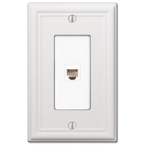 Chelsea White Steel - 1 Phone Jack Wallplate - Wallplate Warehouse 149PHW 070686582930 Phone Jacks