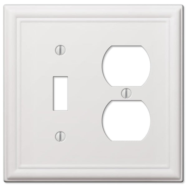 Chelsea White Steel - 1 Toggle/ 1 Duplex Outlet Wallplate - Wallplate Warehouse 149TDW 070686582831 1 Toggle / 1 Duplex