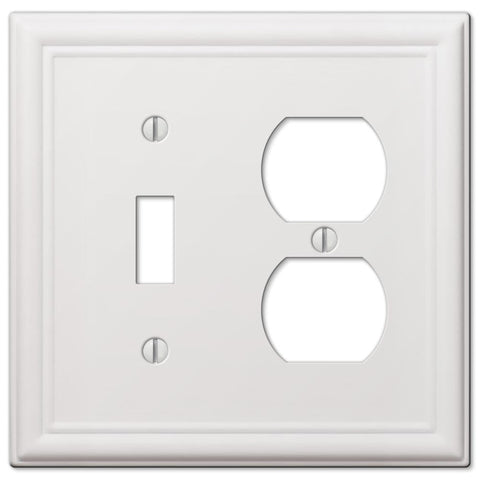 Chelsea White Steel - 1 Toggle/ 1 Duplex Outlet Wallplate - Wallplate Warehouse 149TDW 070686582831 1 Toggle / 1 Duplex