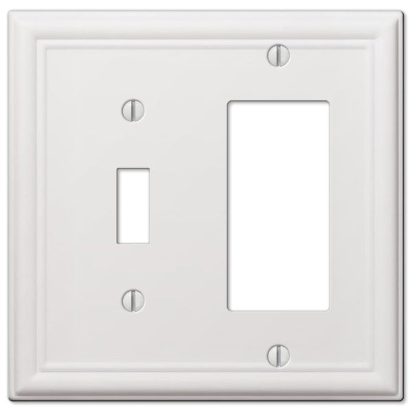 Chelsea White Steel - 1 Toggle/ 1 Rocker Wallplate - Wallplate Warehouse 149TRW 070686582893 1 Toggle / 1 Rocker