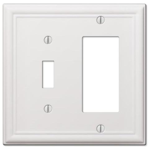 Chelsea White Steel - 1 Toggle/ 1 Rocker Wallplate - Wallplate Warehouse 149TRW 070686582893 1 Toggle / 1 Rocker