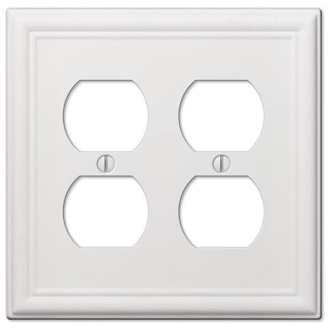 Chelsea White Steel - 2 Duplex Outlet Wallplate - Wallplate Warehouse 149DDW 070686582824 2 Duplex