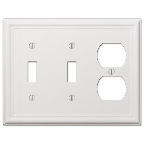 Chelsea White Steel - 2 Toggle/ 1 Duplex Outlet Wallplate - Wallplate Warehouse 149TTDW 070686582848 2 Toggle / 1 Duplex